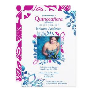 Pink & Blue Floral Quinceañera