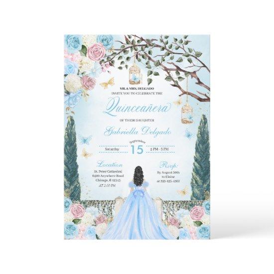 Pink & Blue Princess Enchanted Garden Quinceanera