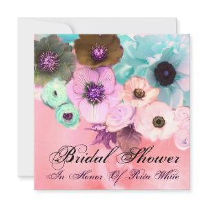 PINK BLUE ROSES AND ANEMONE FLOWERS BRIDAL SHOWER