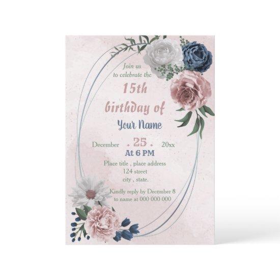 pink blue & white floral geometric birthday party