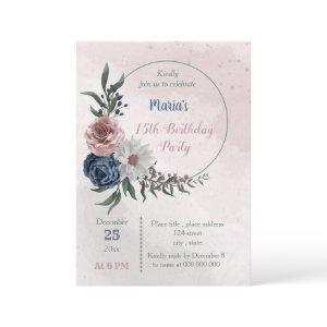 pink blue & white floral wreath birthday party