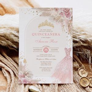 Pink Blush Boho Floral Quinceañera 15th Birthday