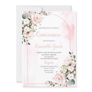 Pink blush floral first quinceanera
