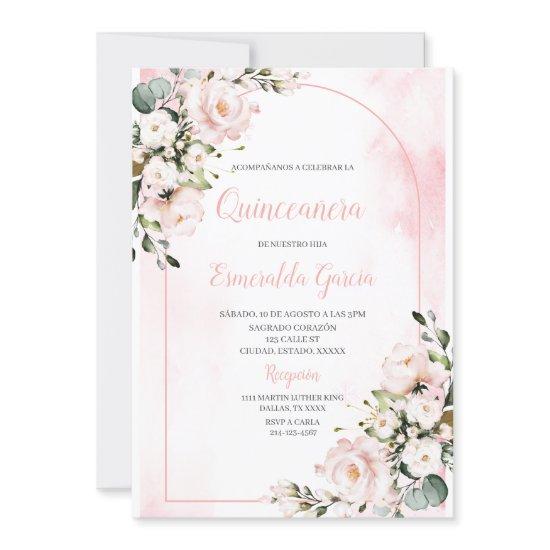 Pink blush floral first quinceanera