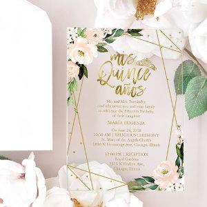 Pink Blush Floral Geometric Quinceañera  Acrylic