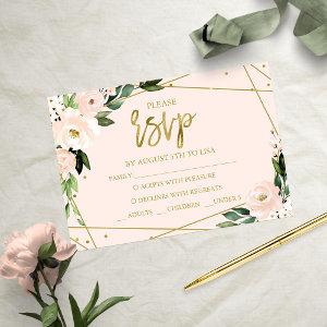 Pink Blush Floral Quinceanera RSVP Card