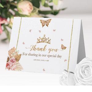 Pink Blush Gown Quinceanera Thank You Card