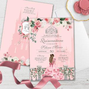 Pink Blush Silver Tiara Royal Princess Quinceañera