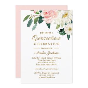 Pink Blush Watercolor Floral Quinceanera