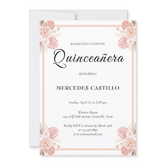 Pink Boho Floral Wreath  Quinceañera