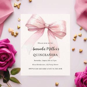 Pink bow cream elegant Quinceanera