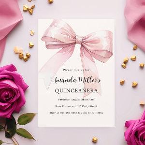 Pink bow cream elegant Quinceanera