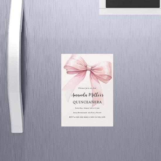 Pink bow cream elegant Quinceanera luxury Magnetic
