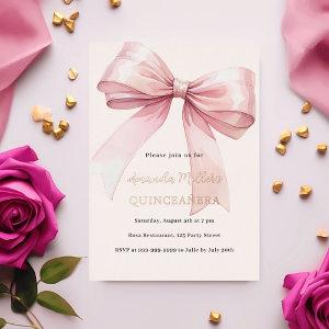 Pink bow cream rose gold Quinceanera luxury Foil