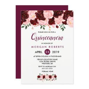 Pink & Burgundy Floral Quinceanera