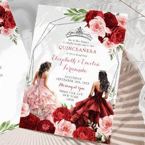 Pink Burgundy Red Twins Royal Princesses 15 Años