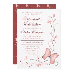 Pink Butterflies & Swirls Quinceanera