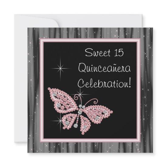 Pink Butterfly Pink Black Quinceanera