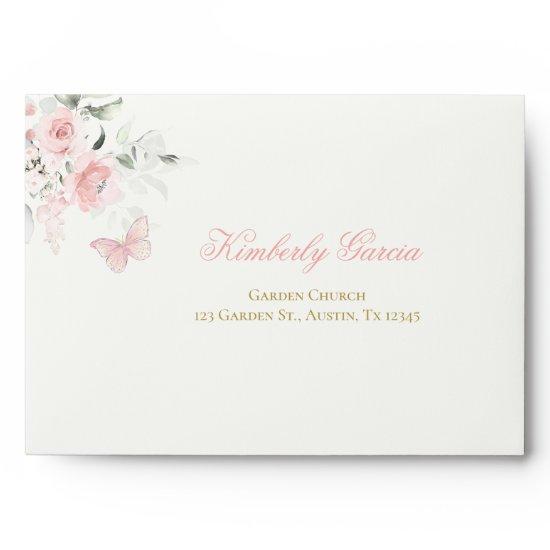 Pink Butterfly Quinceañera Envelope