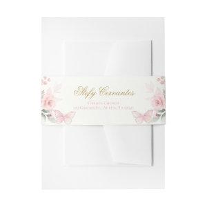 Pink Butterfly Quinceañera  Belly Band