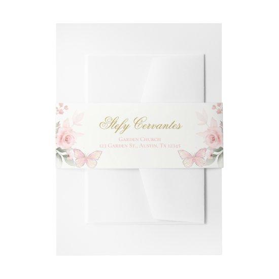 Pink Butterfly Quinceañera  Belly Band