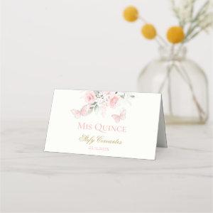 Pink Butterfly Quinceañera Place Card