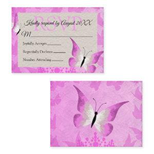 Pink Butterfly Quinceañera RSVP Card