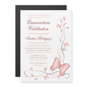 Pink Butterfly & Swirls Quinceañera Magnetic