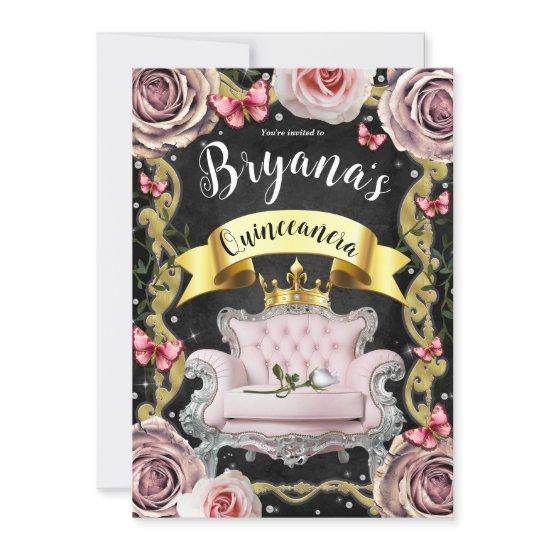 Pink Chair Roses Butterflies 15th 15 Quinceañera
