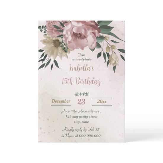 pink champagne flowers botanical birthday