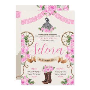 Pink Charro Quinceanera Papel Picado Western Rose