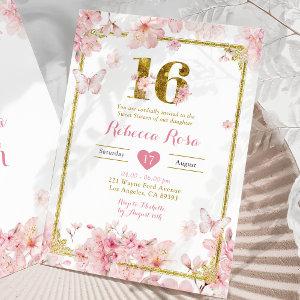 Pink Cherry Blossom Floral Girl Royal Sweet 16