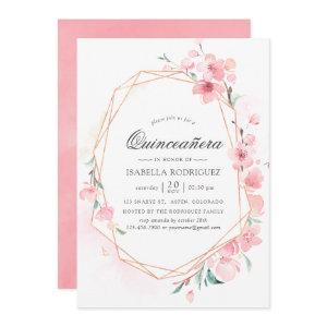 Pink Cherry Blossom Geometric Spring Quinceañera