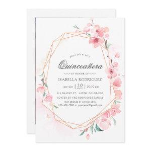 Pink Cherry Blossom Geometric Spring Quinceañera
