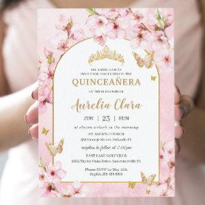 Pink Cherry Blossoms Floral Quinceañera Sweet 16
