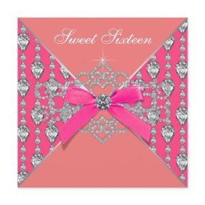 Pink Coral Diamonds Coral Sweet 16 Birthday Party