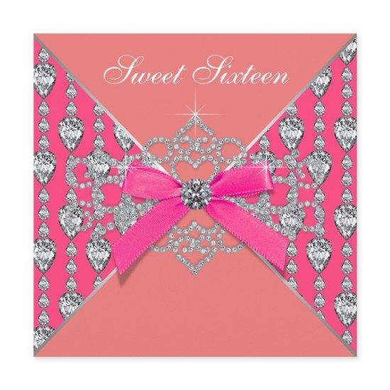 Pink Coral Diamonds Coral Sweet 16 Birthday Party