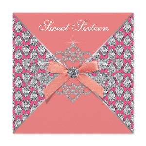 Pink Coral Diamonds Coral Sweet 16 Birthday Party