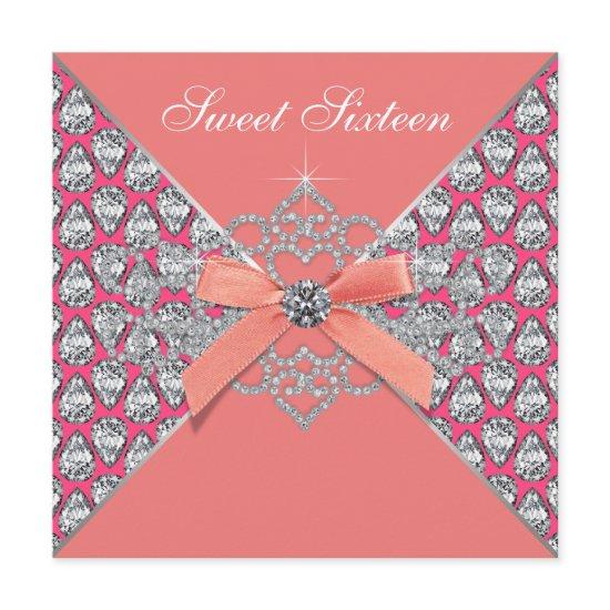Pink Coral Diamonds Coral Sweet 16 Birthday Party