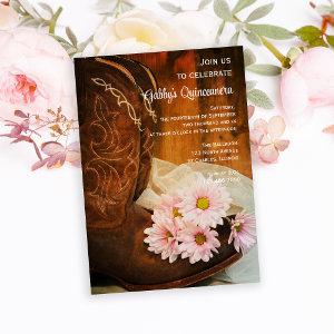 Pink Daisies Cowboy Boots Quinceanera Barn Party
