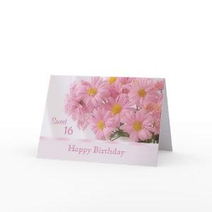 Pink daisy Sweet 16 Birthday card