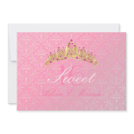 Pink Damask Sweet 16/ tiara/
