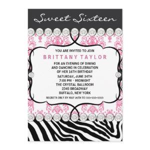 Pink Damask Zebra Sweet Sixteen Birthday Party