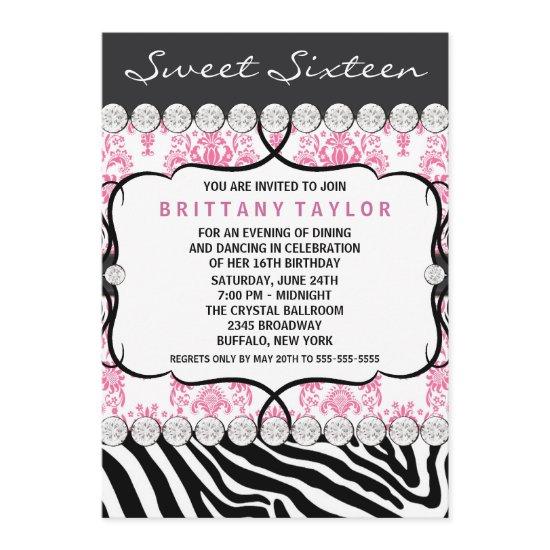 Pink Damask Zebra Sweet Sixteen Birthday Party
