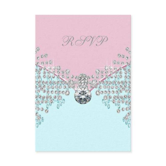 Pink Diamond Teal Blue Sweet Sixteen Birthday RSVP