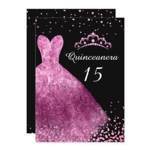 Pink Dress & Black Quinceanera 15th Birthday Party