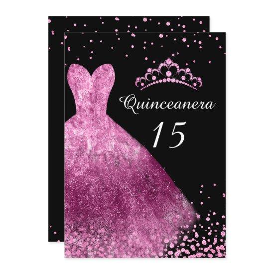 Pink Dress & Black Quinceanera 15th Birthday Party