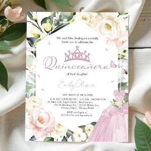 Pink Dress Butterfly Floral Quinceañera