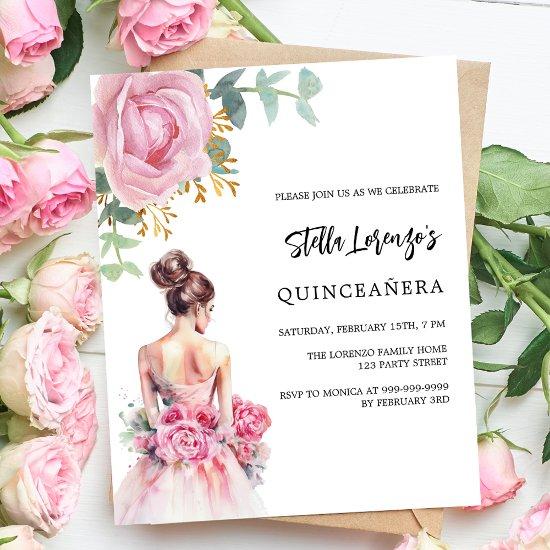 Pink dress rose Quinceanera budget
