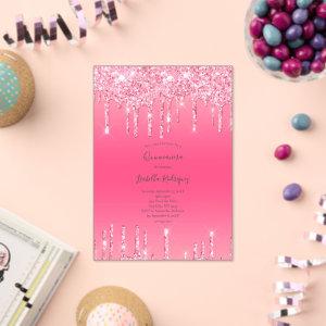 Pink Dripping Glitter Girly Trendy Quinceanera Acrylic